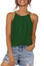 WIHOLL Womens Pleated Tank Tops Spaghetti Strap Camisole Halter Tops Curved Hem Fashion 2025 - 7DAY'S