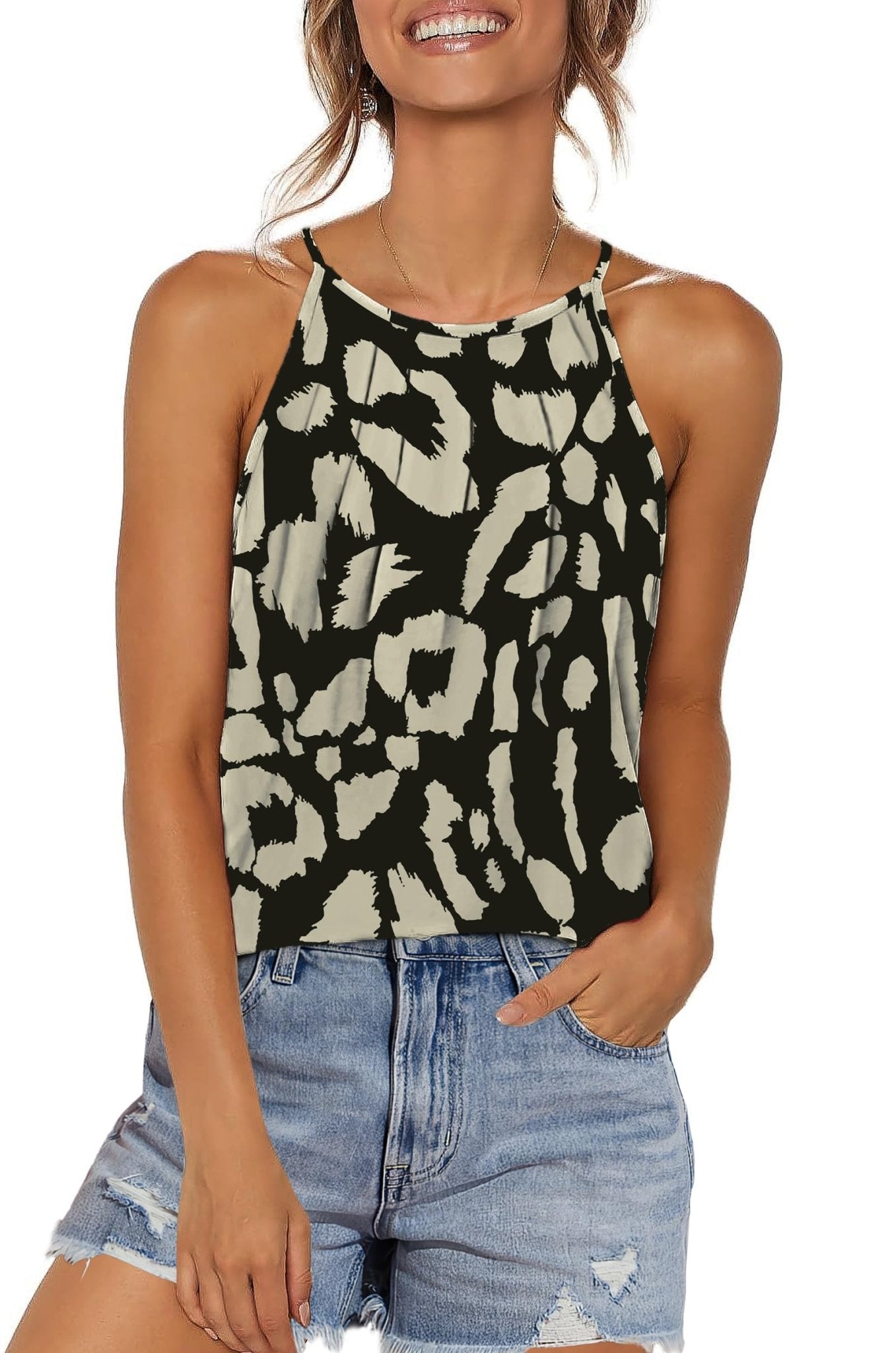 WIHOLL Womens Pleated Tank Tops Spaghetti Strap Camisole Halter Tops Curved Hem Fashion 2025 - 7DAY'S