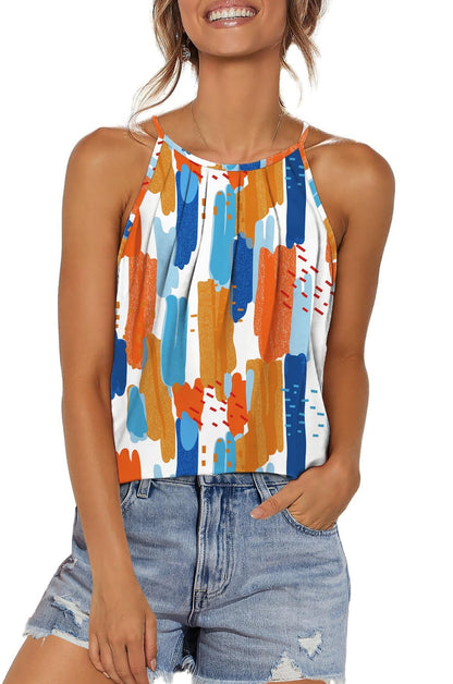WIHOLL Womens Pleated Tank Tops Spaghetti Strap Camisole Halter Tops Curved Hem Fashion 2025 - 7DAY'S