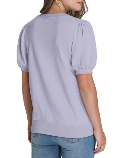WIHOLL Women's Puff Short Sleeve Sweater 2025 Spring Summer Tops Trendy Business Casual Outfits Work Blouses Clothes - 7DAY'S