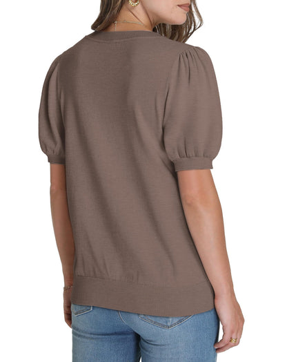 WIHOLL Women's Puff Short Sleeve Sweater 2025 Spring Summer Tops Trendy Business Casual Outfits Work Blouses Clothes - 7DAY'S