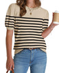 WIHOLL Women's Puff Short Sleeve Sweater 2025 Spring Summer Tops Trendy Business Casual Outfits Work Blouses Clothes - 7DAY'S