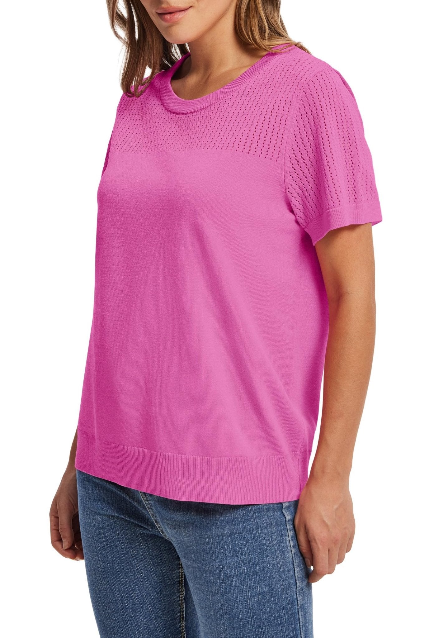 WIHOLL Women’s Short Sleeve Sweater 2025 Spring Summer Tops Pointelle Knit Business Casual Outfits Work Blouses Clothes - 7DAY'S