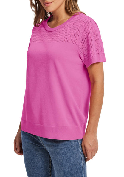 WIHOLL Women’s Short Sleeve Sweater 2025 Spring Summer Tops Pointelle Knit Business Casual Outfits Work Blouses Clothes - 7DAY'S