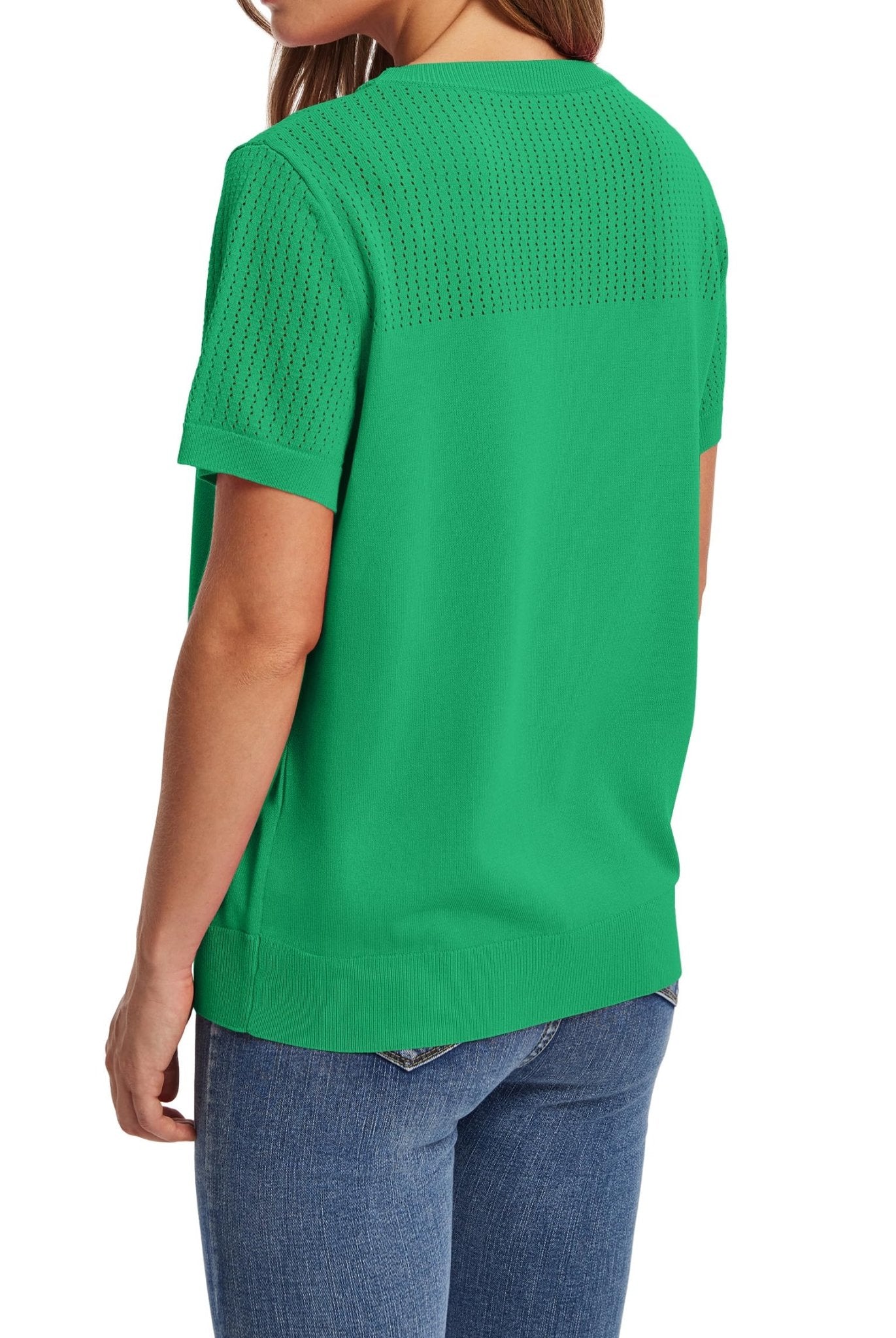 WIHOLL Women’s Short Sleeve Sweater 2025 Spring Summer Tops Pointelle Knit Business Casual Outfits Work Blouses Clothes - 7DAY'S