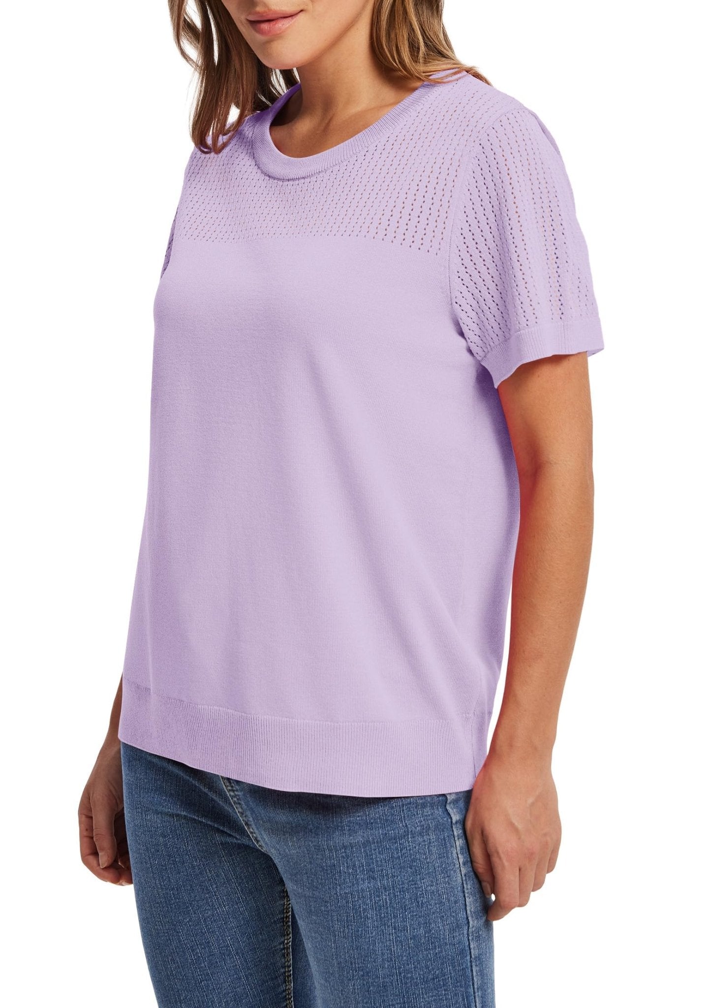 WIHOLL Women’s Short Sleeve Sweater 2025 Spring Summer Tops Pointelle Knit Business Casual Outfits Work Blouses Clothes - 7DAY'S