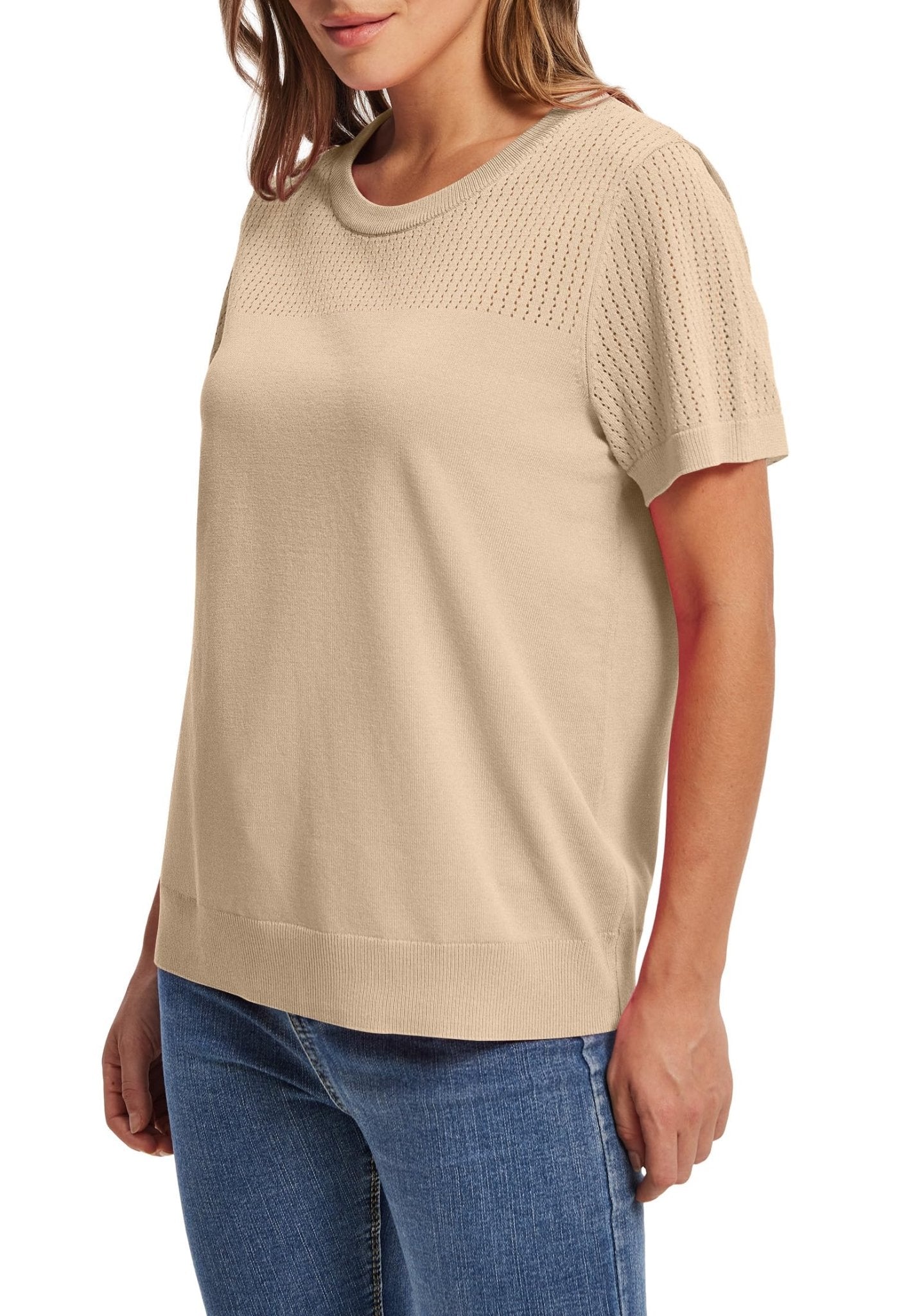 WIHOLL Women’s Short Sleeve Sweater 2025 Spring Summer Tops Pointelle Knit Business Casual Outfits Work Blouses Clothes - 7DAY'S