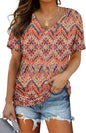 WIHOLL Womens Short Sleeve V Neck Dolman Tops with Side Shirring Loose Fit Shirts - 7DAY'S