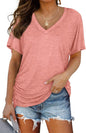 WIHOLL Womens Short Sleeve V Neck Dolman Tops with Side Shirring Loose Fit Shirts - 7DAY'S