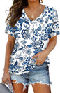 WIHOLL Womens Short Sleeve V Neck Dolman Tops with Side Shirring Loose Fit Shirts - 7DAY'S