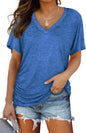 WIHOLL Womens Short Sleeve V Neck Dolman Tops with Side Shirring Loose Fit Shirts - 7DAY'S