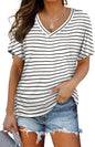 WIHOLL Womens Short Sleeve V Neck Dolman Tops with Side Shirring Loose Fit Shirts - 7DAY'S