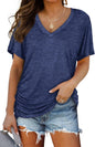 WIHOLL Womens Short Sleeve V Neck Dolman Tops with Side Shirring Loose Fit Shirts - 7DAY'S