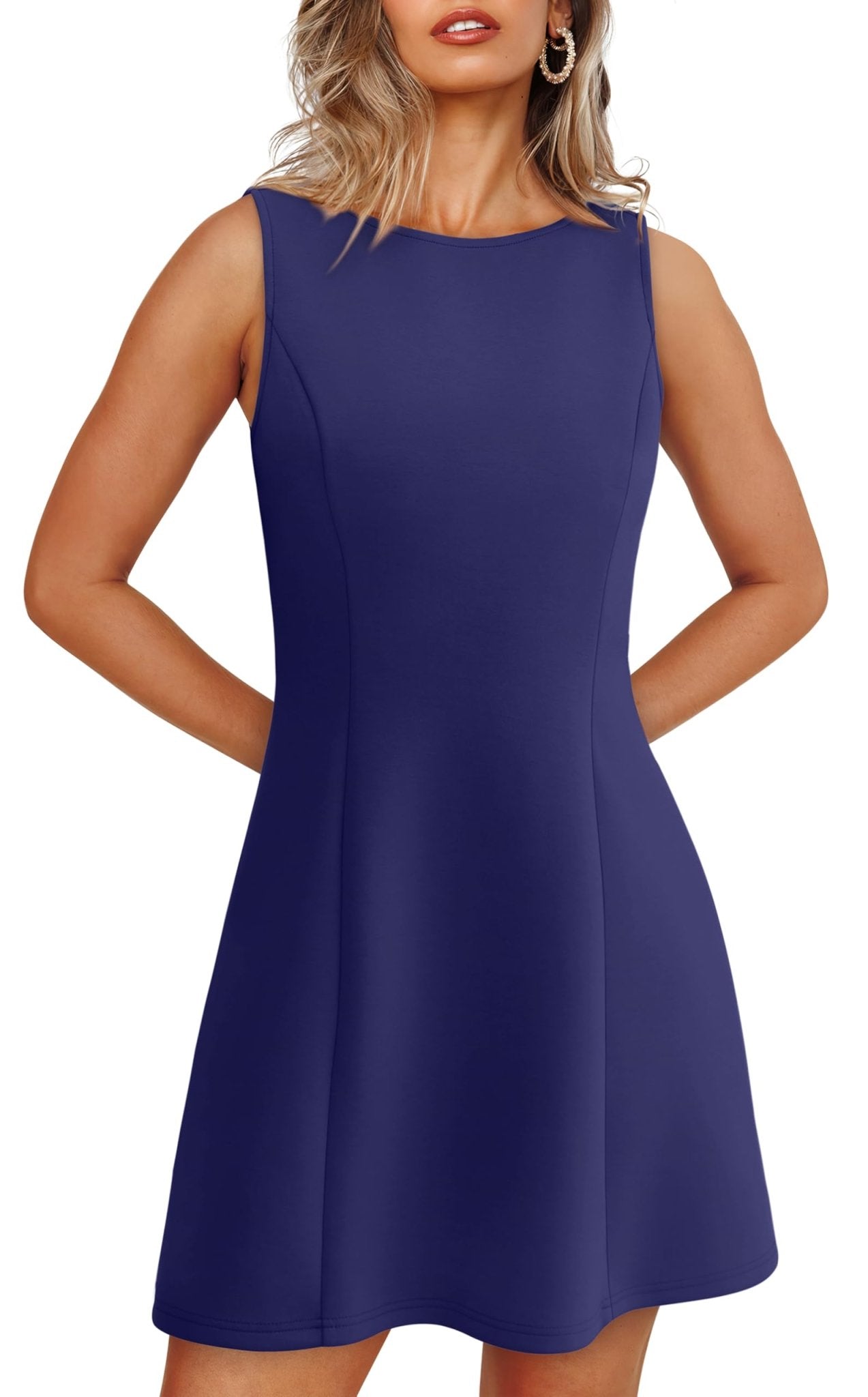 WIHOLL Women's Summer A - Line Sleeveless Boat Neck Mini Dress Club Party Little Short Dresses - 7DAY'S