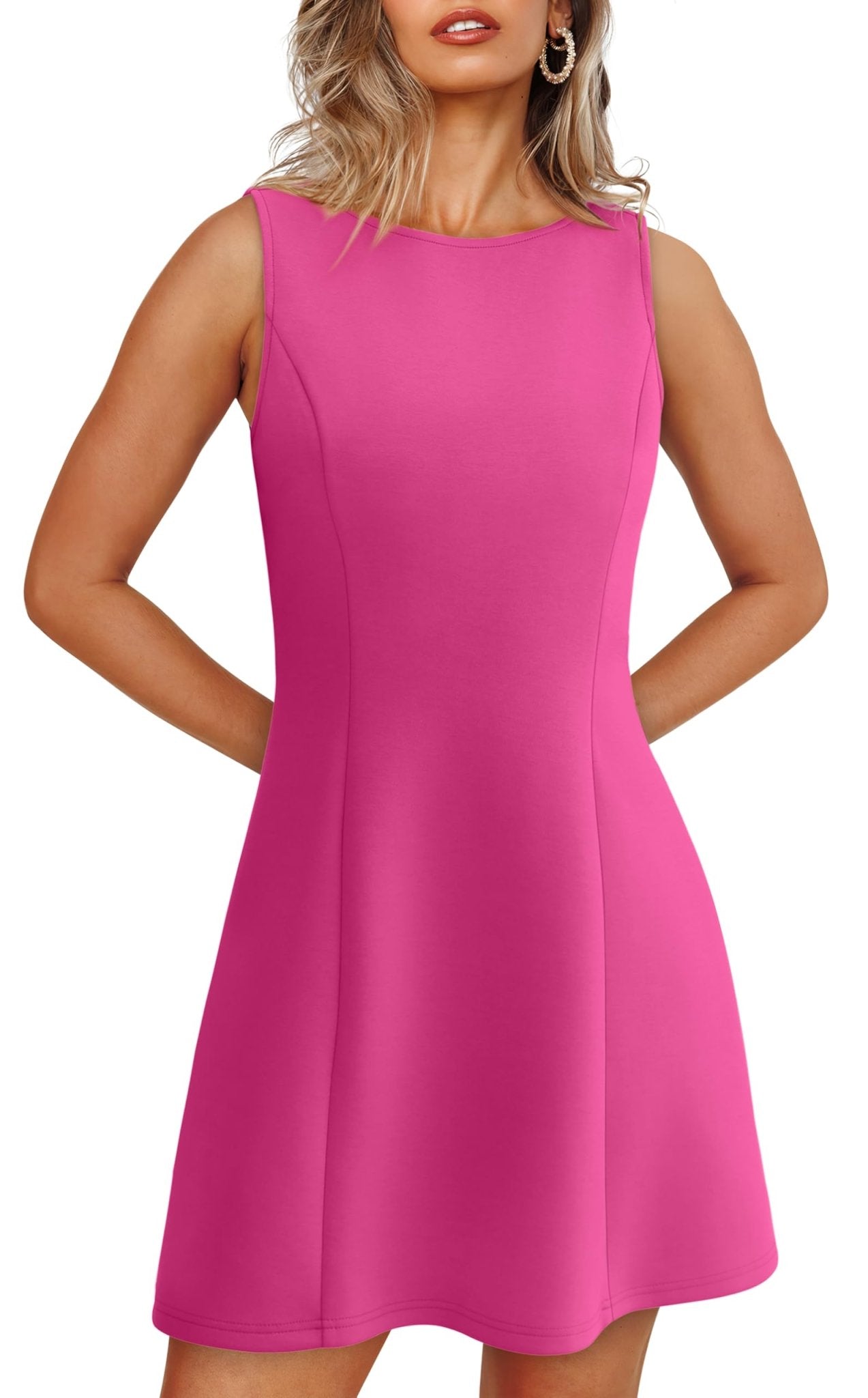 WIHOLL Women's Summer A - Line Sleeveless Boat Neck Mini Dress Club Party Little Short Dresses - 7DAY'S