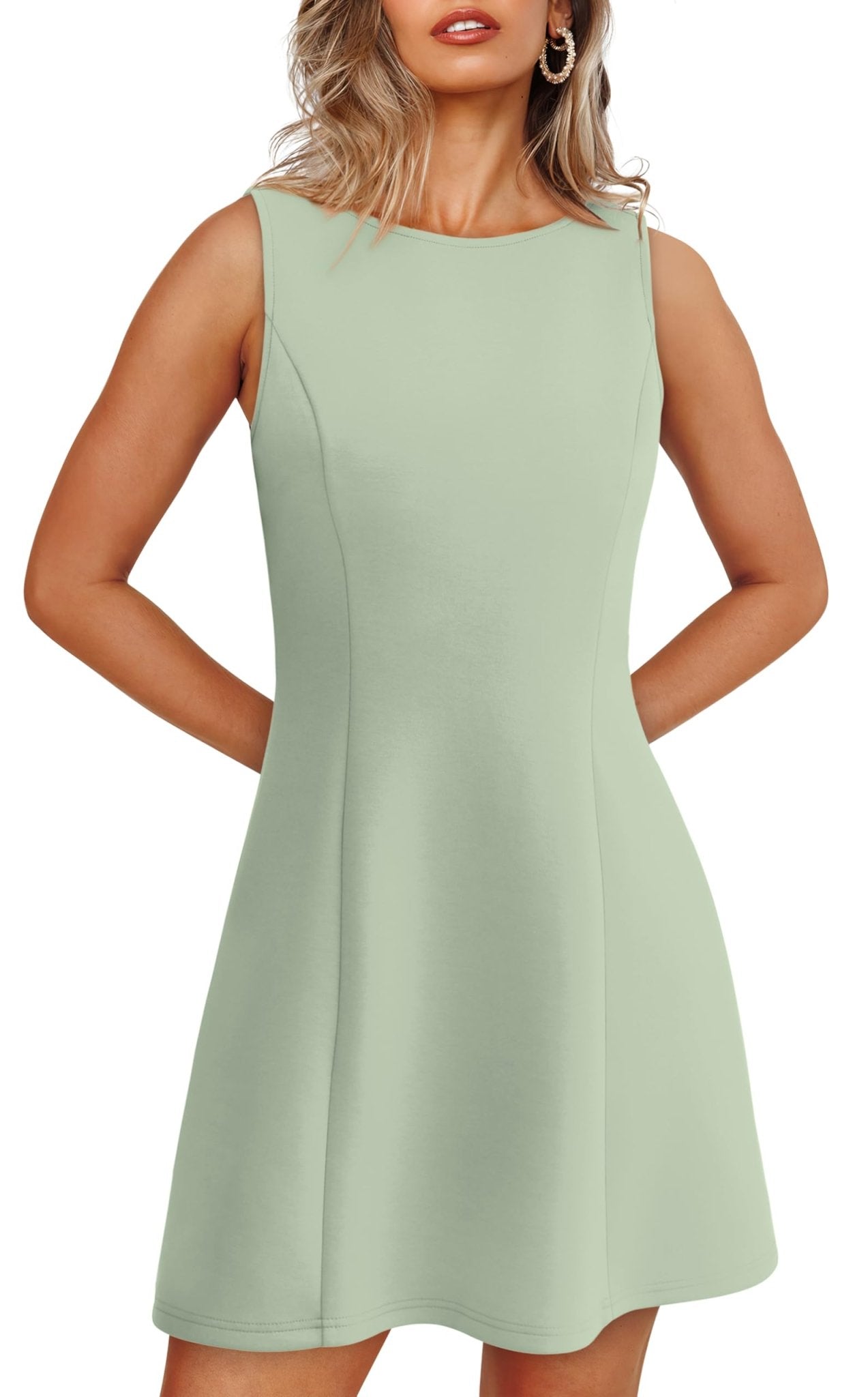 WIHOLL Women's Summer A - Line Sleeveless Boat Neck Mini Dress Club Party Little Short Dresses - 7DAY'S