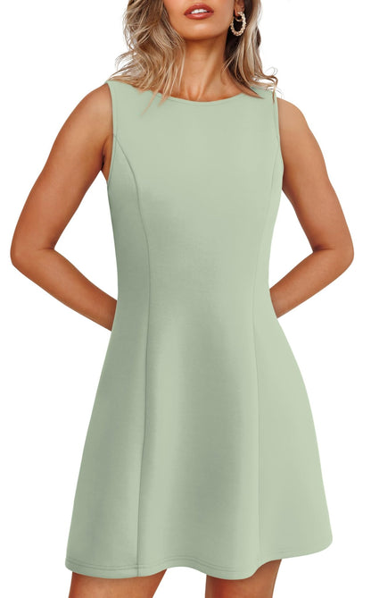 WIHOLL Women's Summer A - Line Sleeveless Boat Neck Mini Dress Club Party Little Short Dresses - 7DAY'S
