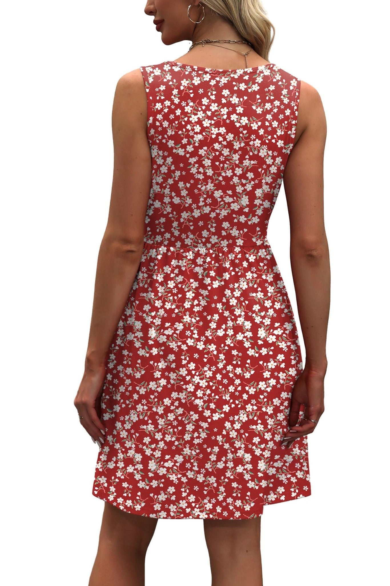 WIHOLL Women's Summer Dress 2025 A - Line Sleeveless Casual Sundress with Pockets Floral/Solid - 7DAY'S