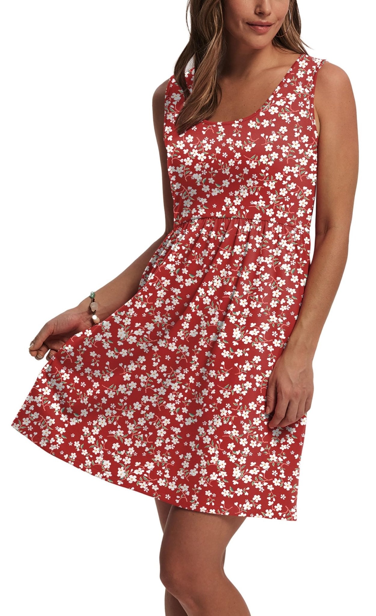 WIHOLL Women's Summer Dress 2025 A - Line Sleeveless Casual Sundress with Pockets Floral/Solid - 7DAY'S