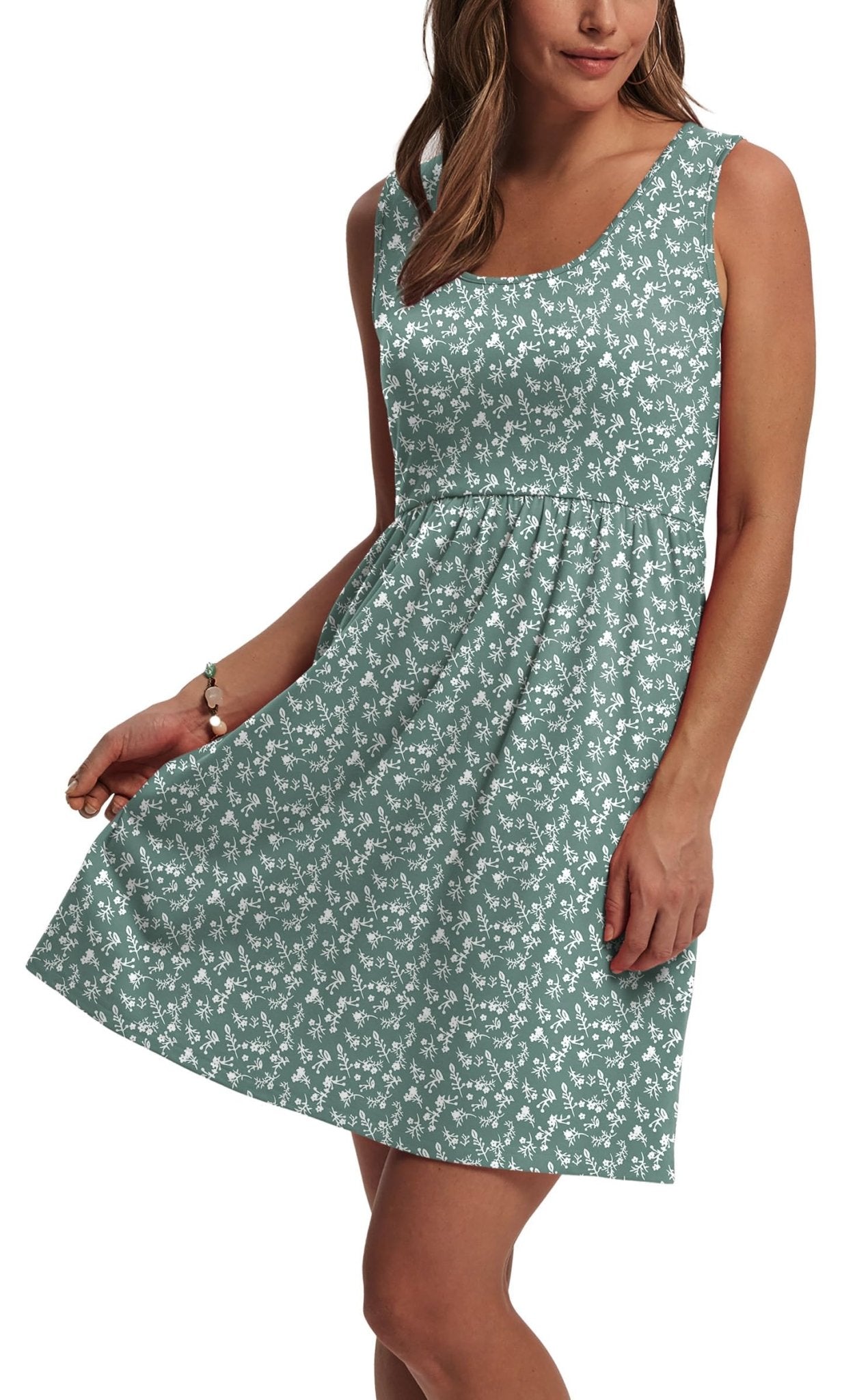 WIHOLL Women's Summer Dress 2025 A - Line Sleeveless Casual Sundress with Pockets Floral/Solid - 7DAY'S