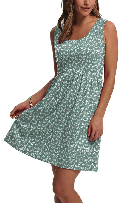 WIHOLL Women's Summer Dress 2025 A - Line Sleeveless Casual Sundress with Pockets Floral/Solid - 7DAY'S