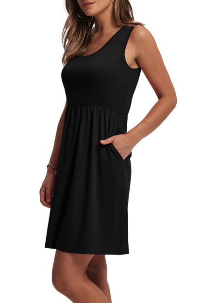 WIHOLL Women's Summer Dress 2025 A - Line Sleeveless Casual Sundress with Pockets Floral/Solid - 7DAY'S