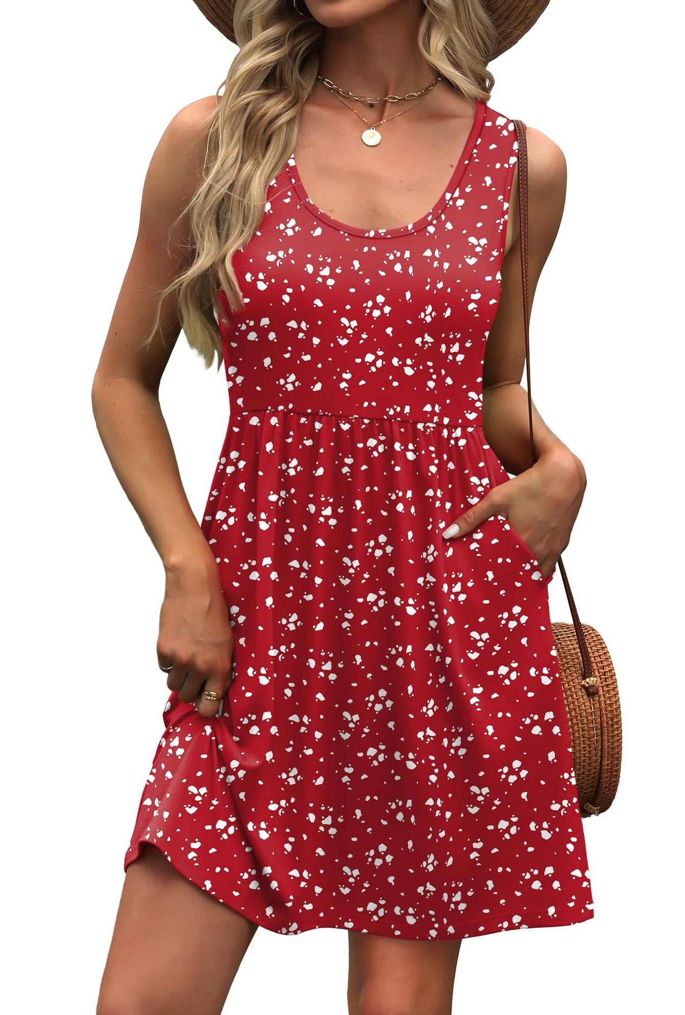 WIHOLL Women's Summer Dress 2025 A - Line Sleeveless Casual Sundress with Pockets Floral/Solid - 7DAY'S