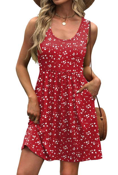 WIHOLL Women's Summer Dress 2025 A - Line Sleeveless Casual Sundress with Pockets Floral/Solid - 7DAY'S