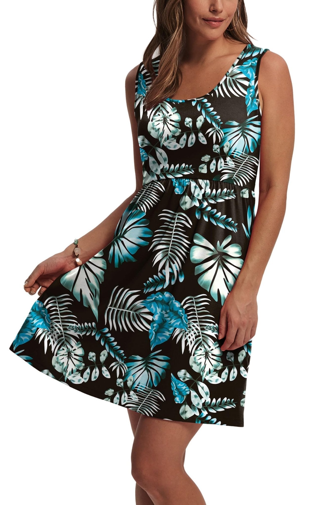 WIHOLL Women's Summer Dress 2025 A - Line Sleeveless Casual Sundress with Pockets Floral/Solid - 7DAY'S