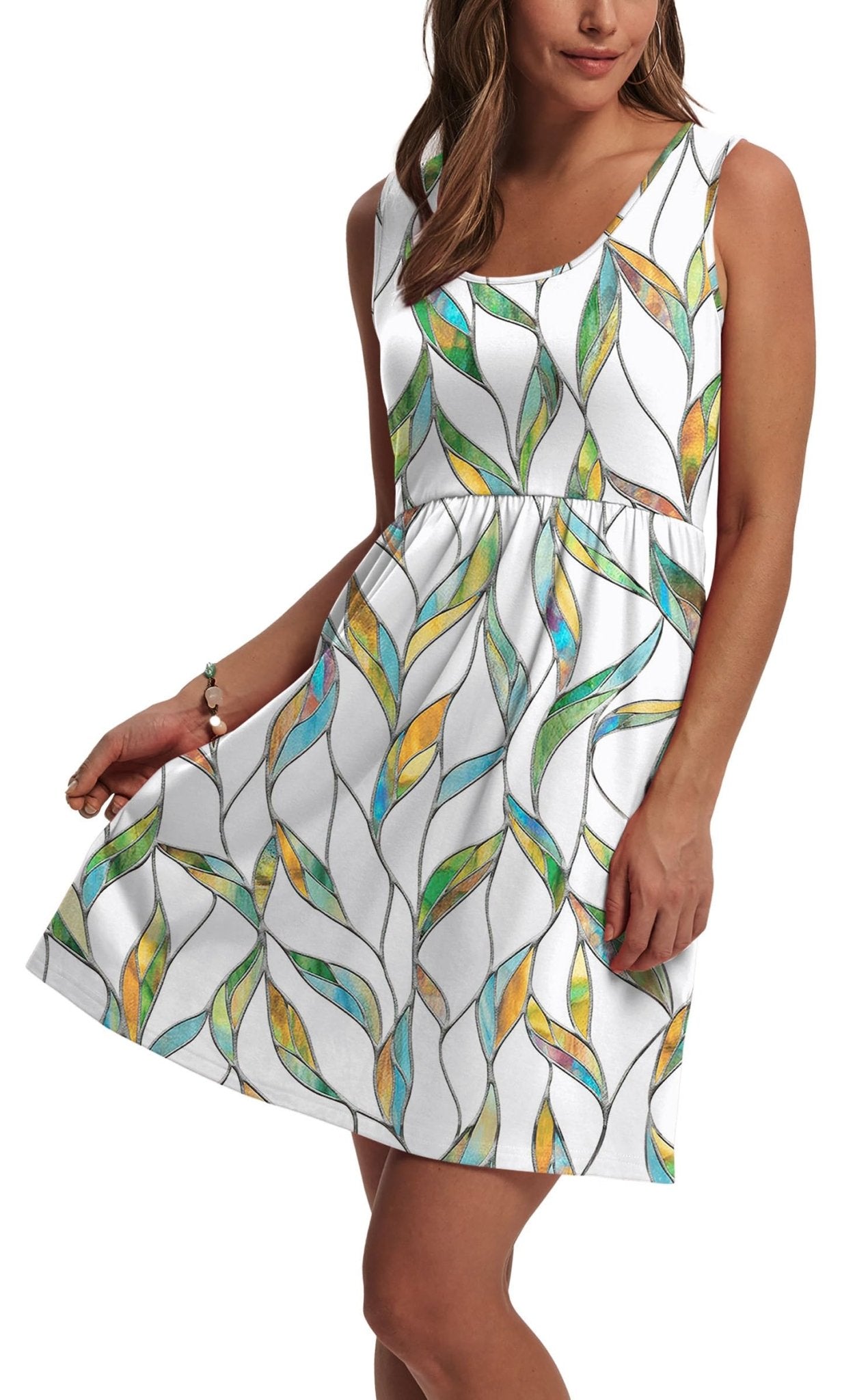 WIHOLL Women's Summer Dress 2025 A - Line Sleeveless Casual Sundress with Pockets Floral/Solid - 7DAY'S