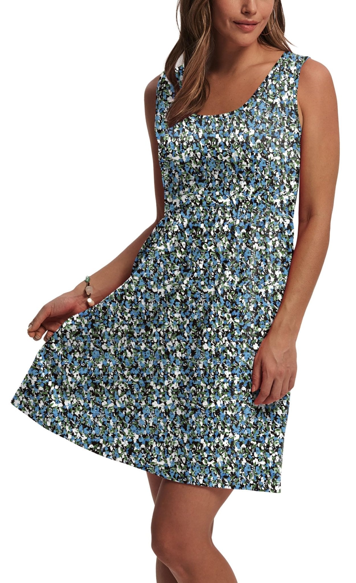 WIHOLL Women's Summer Dress 2025 A - Line Sleeveless Casual Sundress with Pockets Floral/Solid - 7DAY'S