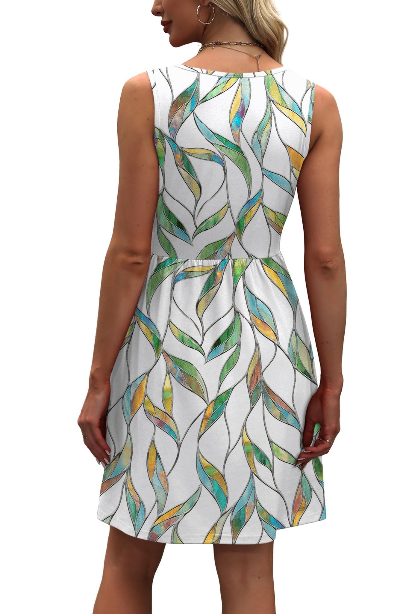 WIHOLL Women's Summer Dress 2025 A - Line Sleeveless Casual Sundress with Pockets Floral/Solid - 7DAY'S