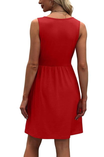 WIHOLL Women's Summer Dress 2025 A - Line Sleeveless Casual Sundress with Pockets Floral/Solid - 7DAY'S
