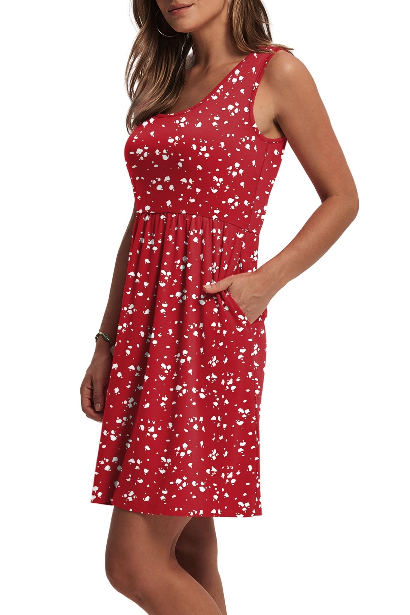 WIHOLL Women's Summer Dress 2025 A - Line Sleeveless Casual Sundress with Pockets Floral/Solid - 7DAY'S