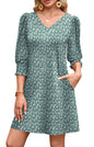 WIHOLL Women's Summer Dresses 3/4 Puff Sleeve Casual Sundress Dress with Pockets Beach Vacation 2025 Fashion - 7DAY'S