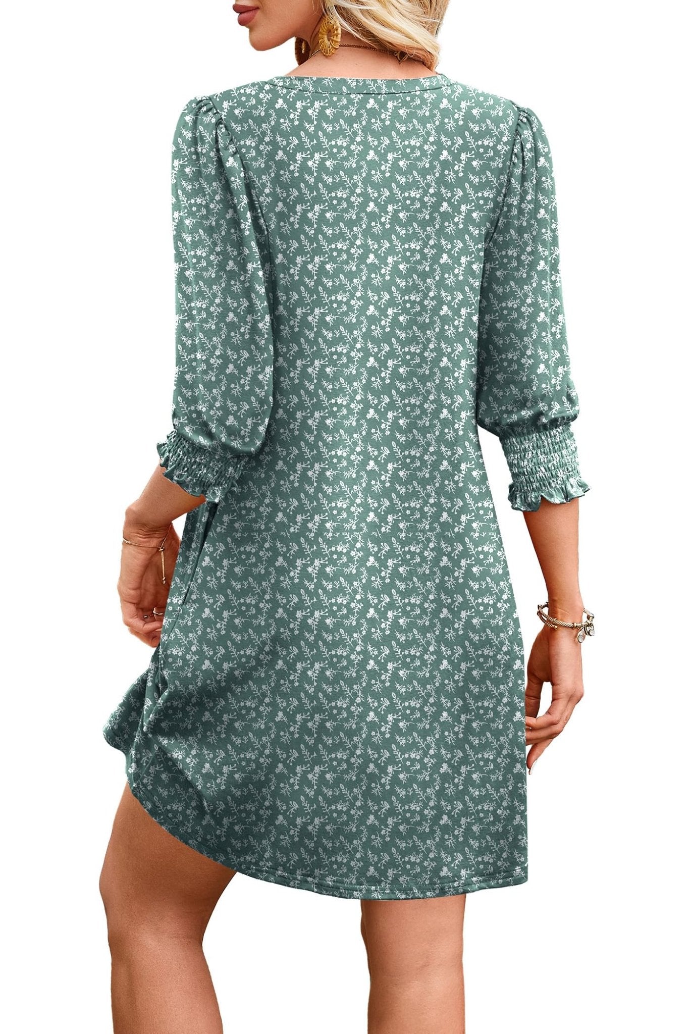 WIHOLL Women's Summer Dresses 3/4 Puff Sleeve Casual Sundress Dress with Pockets Beach Vacation 2025 Fashion - 7DAY'S