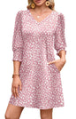 WIHOLL Women's Summer Dresses 3/4 Puff Sleeve Casual Sundress Dress with Pockets Beach Vacation 2025 Fashion - 7DAY'S