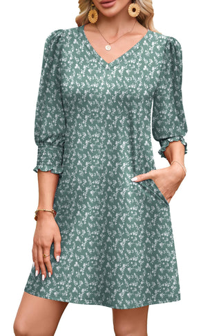 WIHOLL Women's Summer Dresses 3/4 Puff Sleeve Casual Sundress Dress with Pockets Beach Vacation 2025 Fashion - 7DAY'S