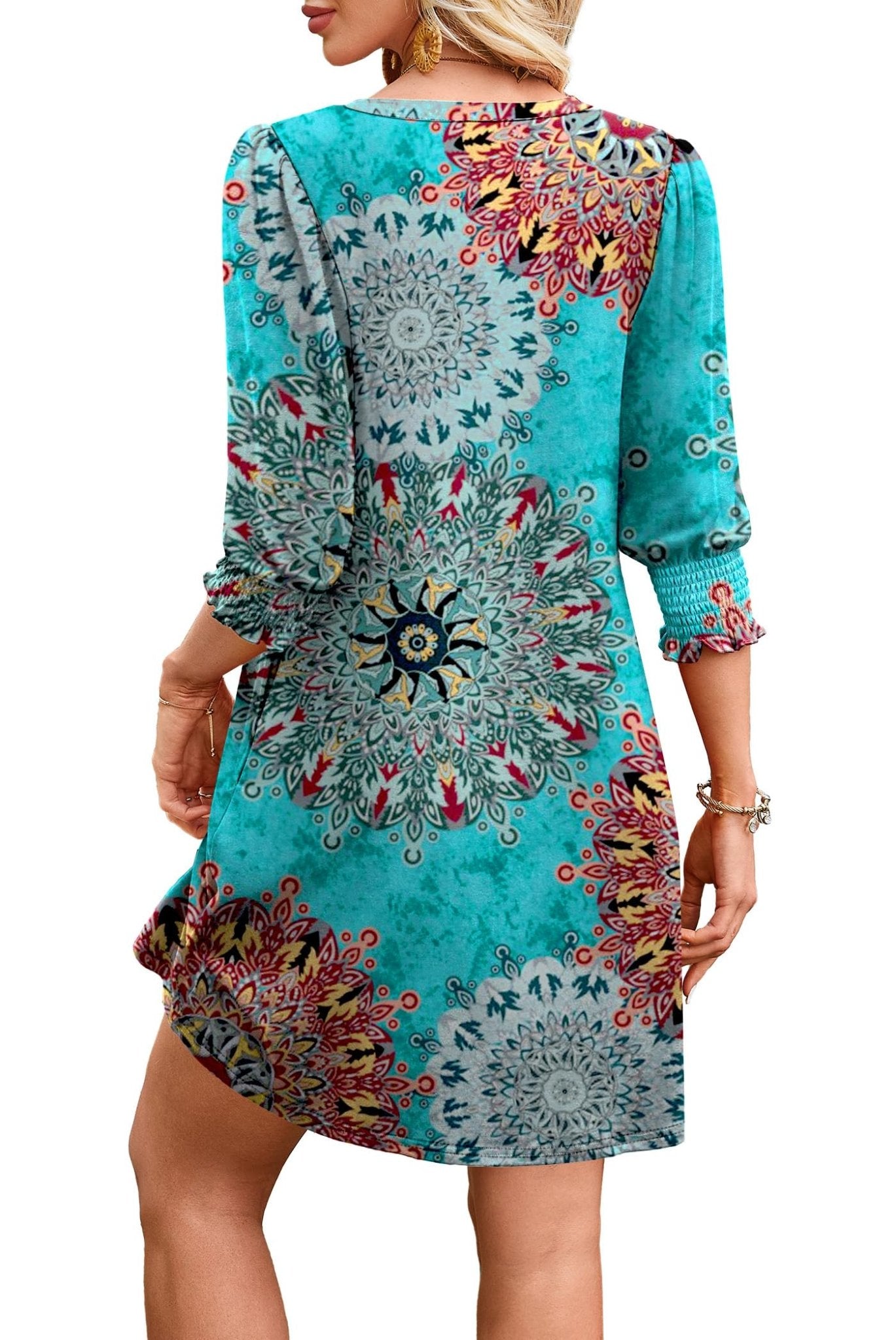 WIHOLL Women's Summer Dresses 3/4 Puff Sleeve Casual Sundress Dress with Pockets Beach Vacation 2025 Fashion - 7DAY'S