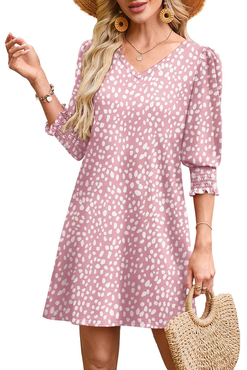 WIHOLL Women's Summer Dresses 3/4 Puff Sleeve Casual Sundress Dress with Pockets Beach Vacation 2025 Fashion - 7DAY'S