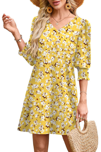 WIHOLL Women's Summer Dresses 3/4 Puff Sleeve Casual Sundress Dress with Pockets Beach Vacation 2025 Fashion - 7DAY'S