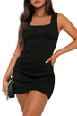 WIHOLL Womens Summer Mini Dress Graduation Party Club Cocktail Outfits Sleeveless Square Neck Bodycon Dresses - 7DAY'S