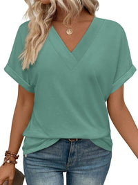 WIHOLL Womens Summer Tops Short Dolman Sleeve Shirts 2025 Fashion V Neck Outfits Clothes - 7DAY'S