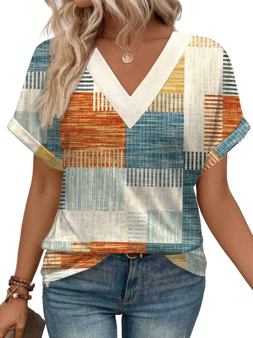 WIHOLL Womens Summer Tops Short Dolman Sleeve Shirts 2025 Fashion V Neck Outfits Clothes - 7DAY'S