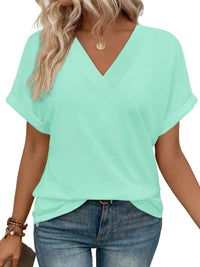WIHOLL Womens Summer Tops Short Dolman Sleeve Shirts 2025 Fashion V Neck Outfits Clothes - 7DAY'S