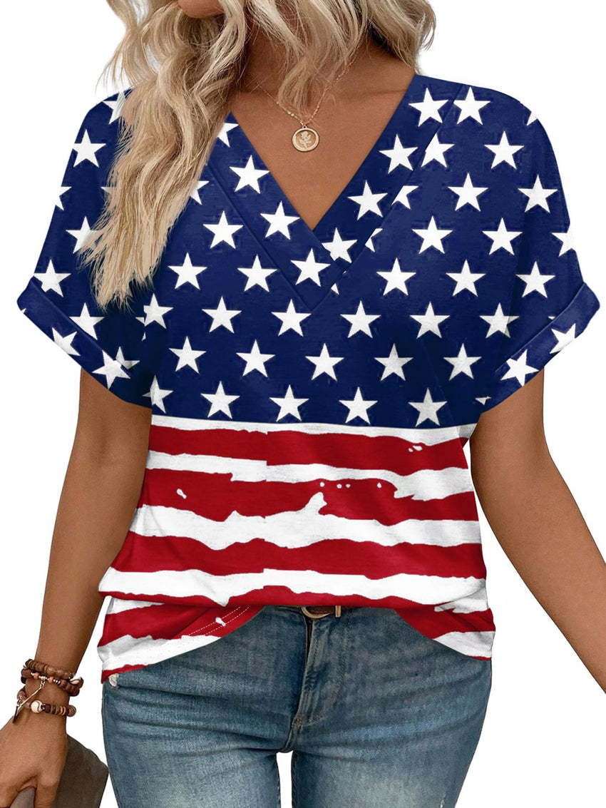 WIHOLL Womens Summer Tops Short Dolman Sleeve Shirts 2025 Fashion V Neck Outfits Clothes - 7DAY'S