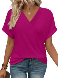 WIHOLL Womens Summer Tops Short Dolman Sleeve Shirts 2025 Fashion V Neck Outfits Clothes - 7DAY'S