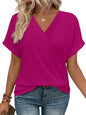 WIHOLL Womens Summer Tops Short Dolman Sleeve Shirts 2025 Fashion V Neck Outfits Clothes - 7DAY'S