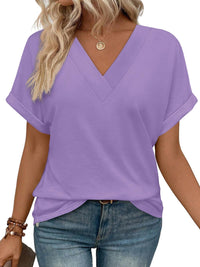 WIHOLL Womens Summer Tops Short Dolman Sleeve Shirts 2025 Fashion V Neck Outfits Clothes - 7DAY'S