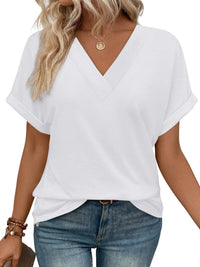 WIHOLL Womens Summer Tops Short Dolman Sleeve Shirts 2025 Fashion V Neck Outfits Clothes - 7DAY'S